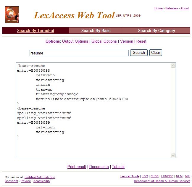 LexAccess - Search by term