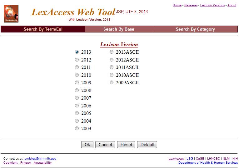 LexAccess - Lexicon options