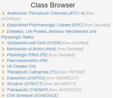 RxClass drug class browser